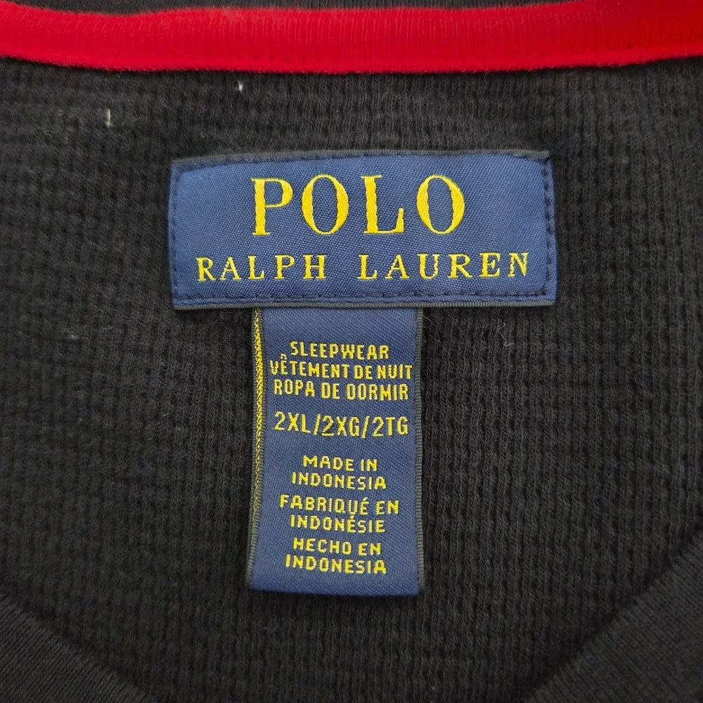 Polo Ralph Lauren Sleepwear Shirt Black Waffle‎ Knit Thermal Mens 2XL